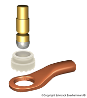 Kabelsko 10mm². kpl m. lodpinne, ring. Kit med 100st