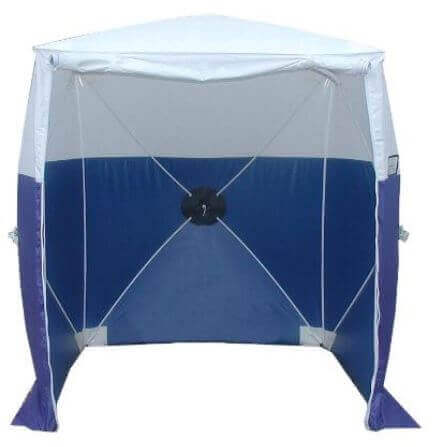 180 Elskåpstält Vit/ Blå duk