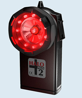 HP11R Lampa m. röda LED. ex batterier