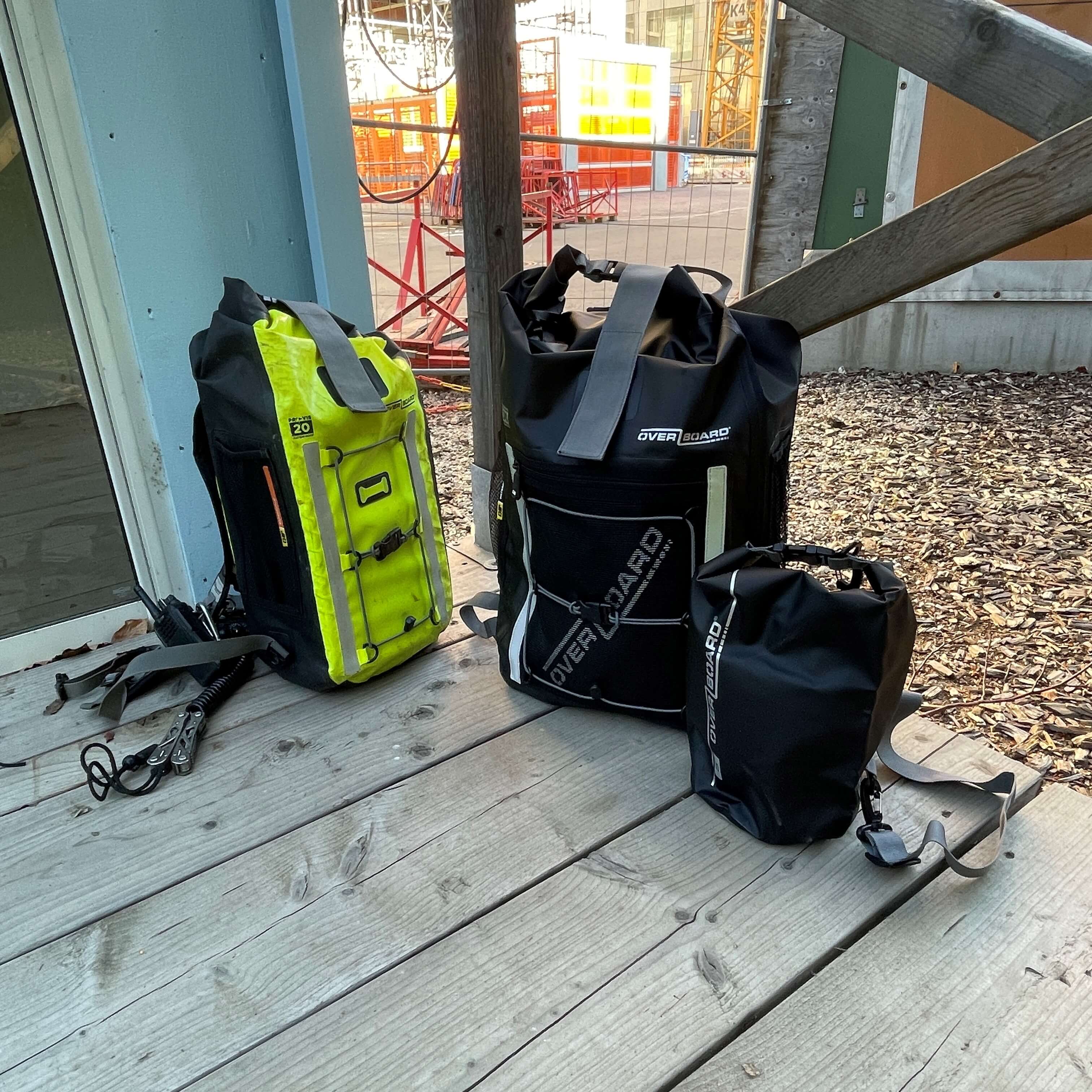 Waterproof Overboard Bags & Backpack at Skanska Construction site